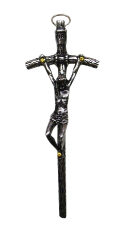 Krzyż wiszący metalowy papieski 10,5cm     sr/ox - 08453 5902808100447