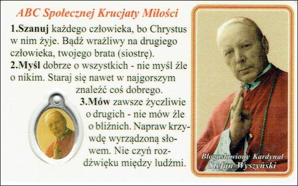 Medalik foliowany Bł. Kardynał Stefan Wyszyński - medalik i obrazek z modlitwą zalaminowane - 08224