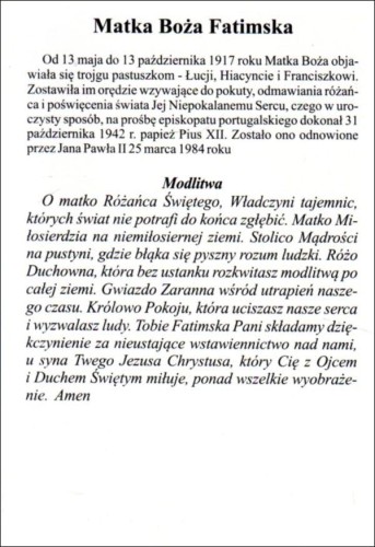 Pocztówka Matka Boża Fatimska. Biografia, modlitwa - 07939