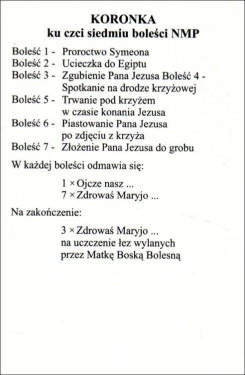 Pocztówka Matka Boża Bolesna. Koronka ku czci siedmiu boleści NMP - 07938
