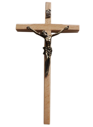 Krzyż wiszący drewniany h19cm jasny - 07728