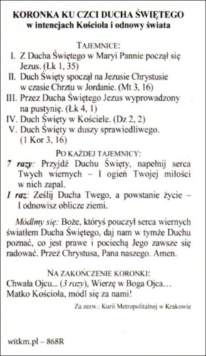 Obrazek Duch Święty. Koronka ku czci Ducha Świętego w intencjach Kościoła i odnowy świata - 07658
