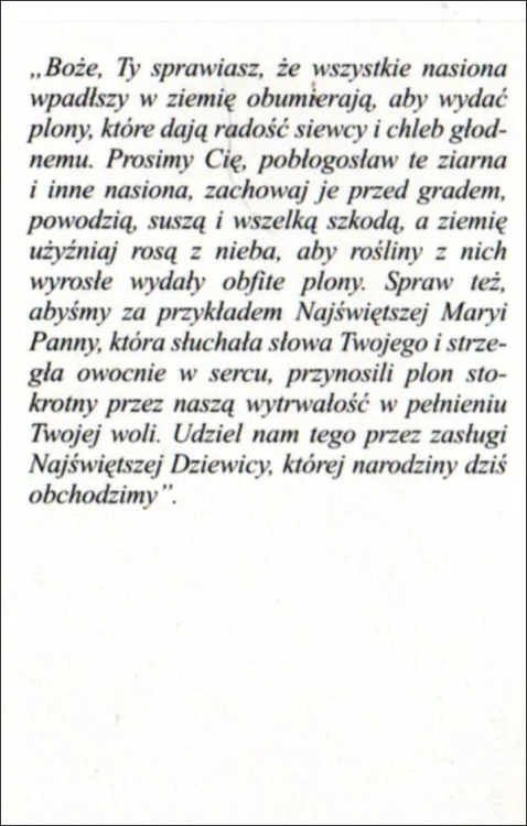 Obrazek laminowany Matka Boża Siewna. Boże, Ty sprawiasz... - 07435
