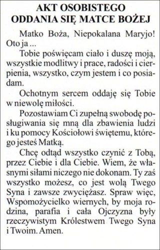 Obrazek laminowany Matka Boża Częstochowska Jestem przy Tobie, pamiętam, czuwam! Akt osobistego oddania się Matce Bożej - 07366