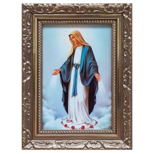Obraz 10x15cm Matka Boża Niepokalana rama ornament (w różach) - 07293