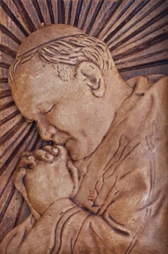 Relief gipsowy Jan Paweł II 5,5x9cm prostokąt - 07273