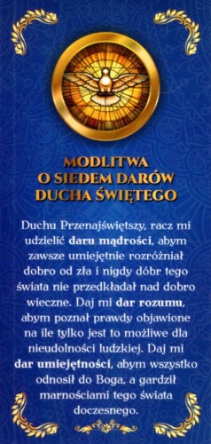 Zakładka do książki - Modlitwa o siedem darów Ducha Świętego - 07231