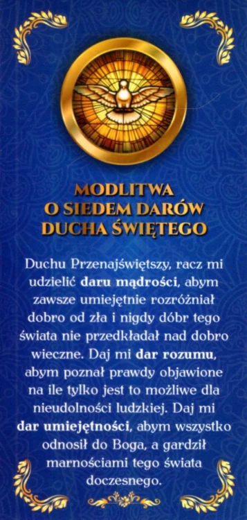 Zakładka do książki - Modlitwa o siedem darów Ducha Świętego - 07231