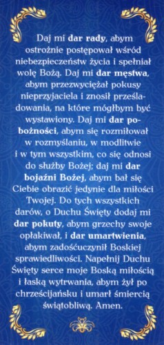 Zakładka do książki - Modlitwa o siedem darów Ducha Świętego - 07231