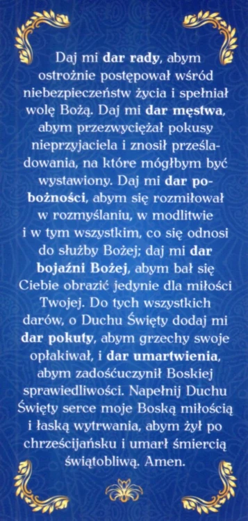 Zakładka do książki - Modlitwa o siedem darów Ducha Świętego - 07231