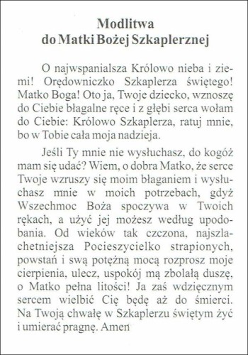 Obrazek Matka Boża Szkaplerzna. Modlitwa do Matki Bożej Szkaplerznej - 07174