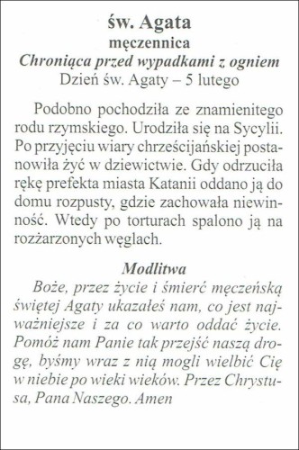 Obrazek św. Agata męczennica, chroniąca przed wypadkami z ogniem - 07171