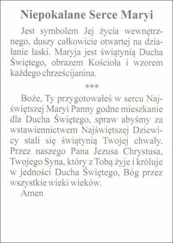 Obrazek Niepokalane Serce Maryi. Modlitwa - 07164