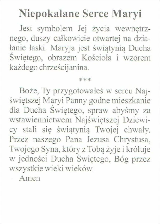 Obrazek Niepokalane Serce Maryi. Modlitwa - 07164