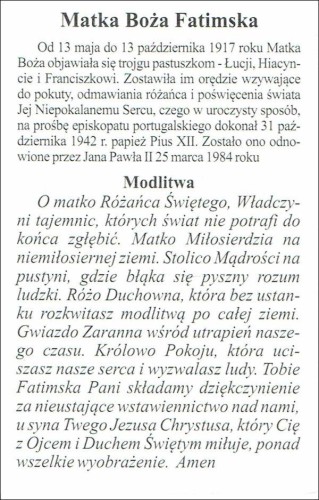 Obrazek Matka Boża Fatimska. Modlitwa - 07157