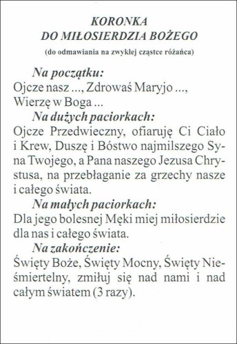 Obrazek św. Faustyna Kowalska. Koronka do Miłosierdzia Bożego - 07148