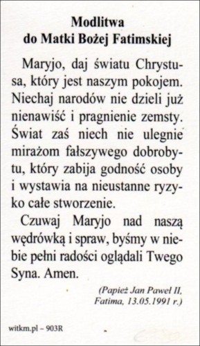 Obrazek Matka Boża Fatimska. Modlitwa do Matki Bożej Fatimskiej - ! - 06780