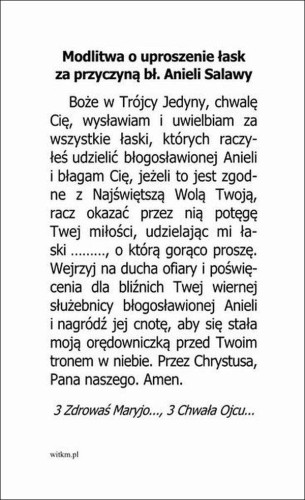 Obrazek bł. Aniela Salawa. Modlitwa o uproszenie łask za przyczyną bł Anieli Salawy - ! - 06771
