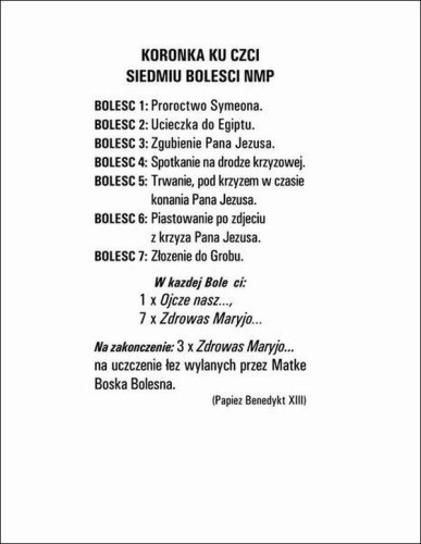 Obrazek Matka Boża Bolesna. Koronka ku czci siedmiu boleści NMP - ! - 06768