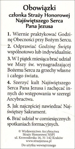 Obrazek Obowiązki członka Straży Honorowej Najświętszego Serca Pana Jezusa - 06729