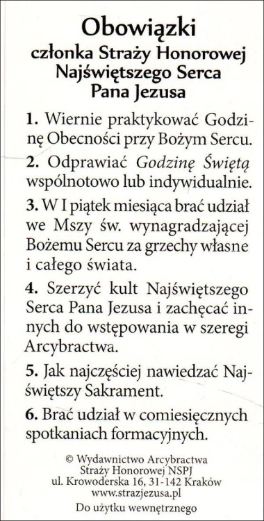 Obrazek Obowiązki członka Straży Honorowej Najświętszego Serca Pana Jezusa - 06729