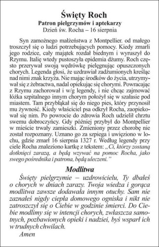 Obrazek św. Roch. Patron pielgrzymów i aptekarzy - 06677