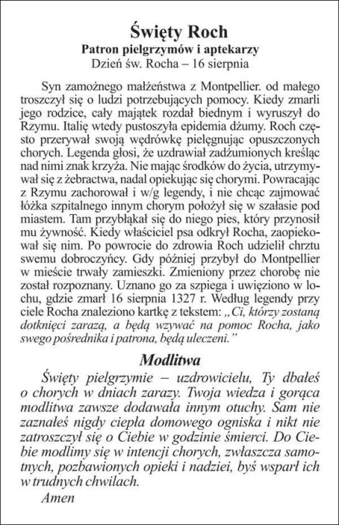 Obrazek św. Roch. Patron pielgrzymów i aptekarzy - 06677