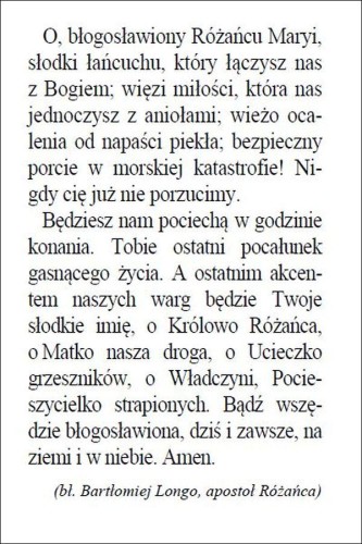 Obrazek Matka Boża Różańcowa. Modlitwa O, błogosławiony Różańcu Maryi,... (bł. Bartłomiej Longo) - ! - 06289