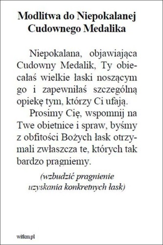 Obrazek Matka Boża Niepokalana. Modlitwa do Niepokalanej Cudownego Medalika - ! - 06260