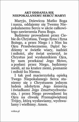 Obrazek Serce Matki Bożej. Akt oddania się Niepokalanemu Sercu Maryi: Maryjo,... - ! - 06241