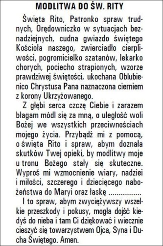Obrazek św. Rita. Modlitwa Św. Rito, Patronko spraw trudnych,... - ! - 06195