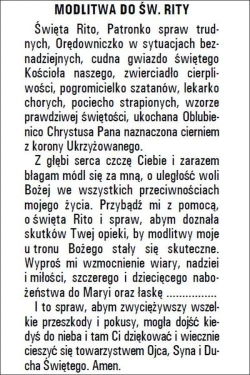 Obrazek św. Rita. Modlitwa Św. Rito, Patronko spraw trudnych,... - ! - 06195