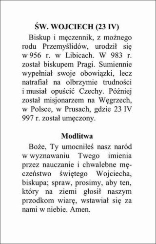 Obrazek św. Wojciech. MODLITWA: Boże, Ty umocniłeś nasz naród w wyznawaniu Twego... - ! - 06152