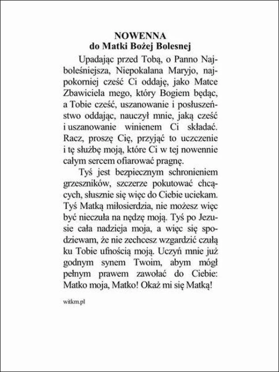 Obrazek Matka Boża Bolesna. Nowenna do Matki Bożej Bolesnej: Upadając przed... - ! - 06139
