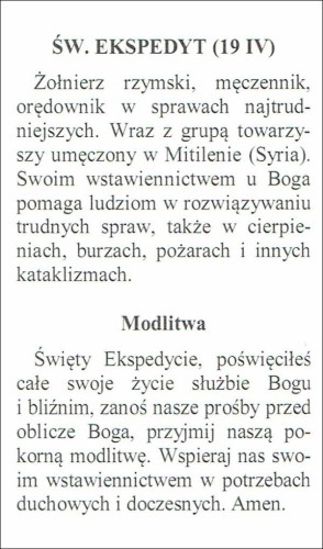 Obrazek św. Ekspedyt. MODLITWA: Św. Edspedycie, poświęciłeś całe swoje życie... - ! - 06118