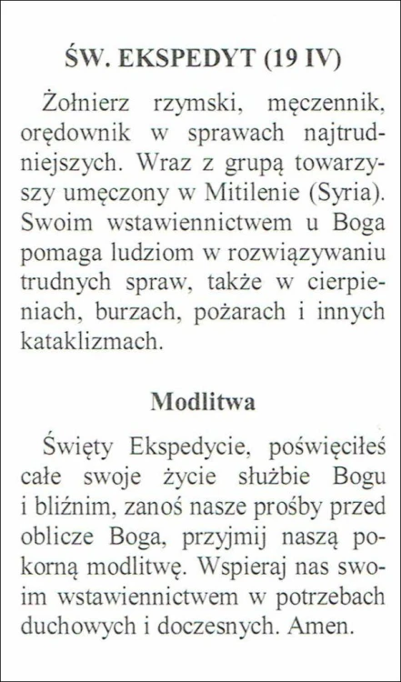 Obrazek św. Ekspedyt. MODLITWA: Św. Edspedycie, poświęciłeś całe swoje życie... - ! - 06118