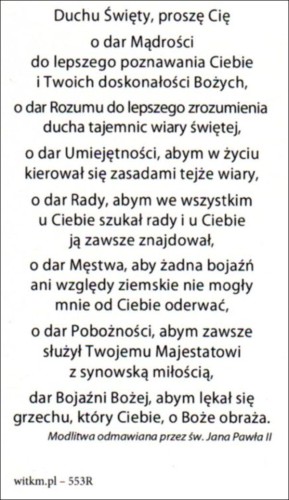 Obrazek Duch Świety. Duchu Świety, proszę Cię... modlitwa Jana Pawła II - ! - 05951