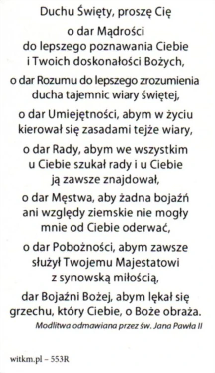 Obrazek Duch Świety. Duchu Świety, proszę Cię... modlitwa Jana Pawła II - ! - 05951