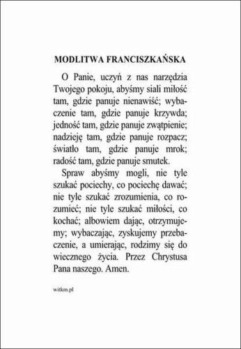 Obrazek św. Franciszek. MODLITWA O Panie, uczyń z nas narzędzia Twojego pokoju... - ! - 05935
