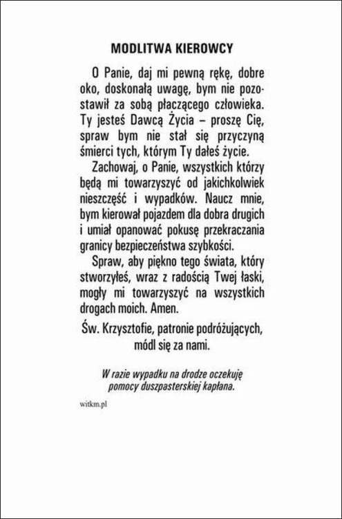 Obrazek św. Krzysztof. Modlitwa kierowcy: O Panie, daj mi pewną rękę, dobre oko... - ! - 05918