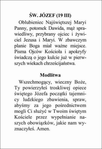 Obrazek św. Józef Oblubieniec. MODLITWA: Wszechmogący, wieczny Boże, Ty powierzyłeś troskliwej... - ! - 05915