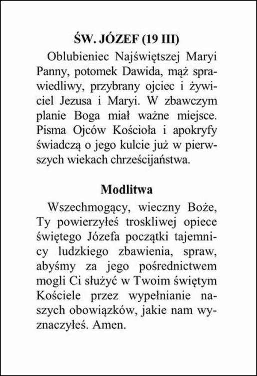 Obrazek św. Józef Oblubieniec. MODLITWA: Wszechmogący, wieczny Boże, Ty powierzyłeś troskliwej... - ! - 05915