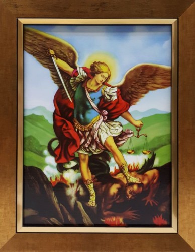 Obraz 30x40cm Św. Michał Archanioł rama złota z wkładką - 04383