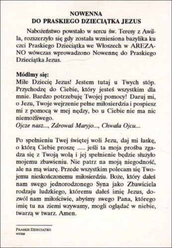 Pocztówka Praskie Dzieciątko Jezus. Nowenna do Praskiego Dzieciątka Jezus - 04348