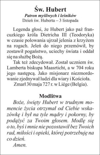 Obrazek św. Hubert. Patron myśliwych i leśników - 04251