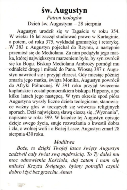 Obrazek św. Augustyn. Patron teologów - 04236
