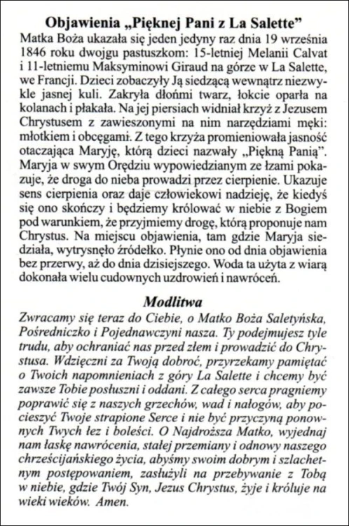 Obrazek Matka Boża z La Salette. Objawienia "Pieknej Pani z La Salette" - 04233