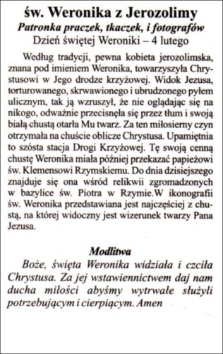 Obrazek św. Weronika. Patronka praczek, tkaczek i fotografów - 04231