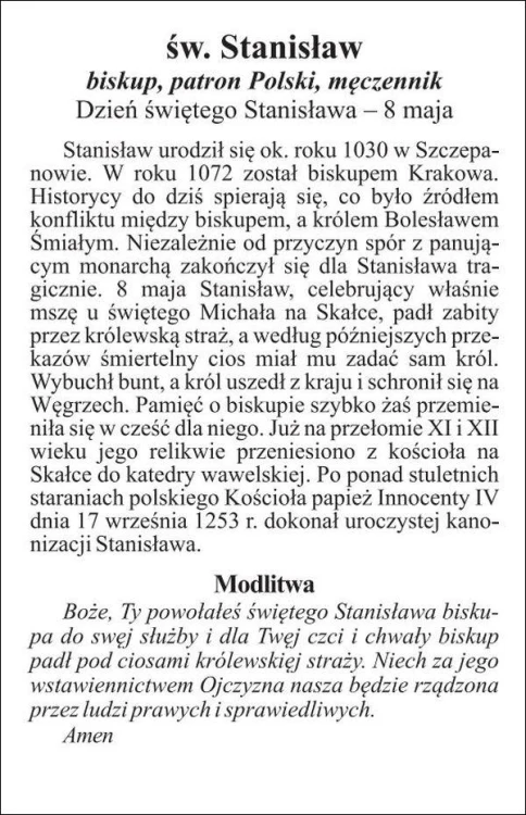 Obrazek św. Stanisław. Biskup i męczennik, patron Polski - 04221