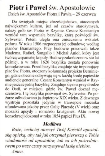 Obrazek św. Piotr i Paweł. Piotr i Paweł św. Apostołowie - 04220